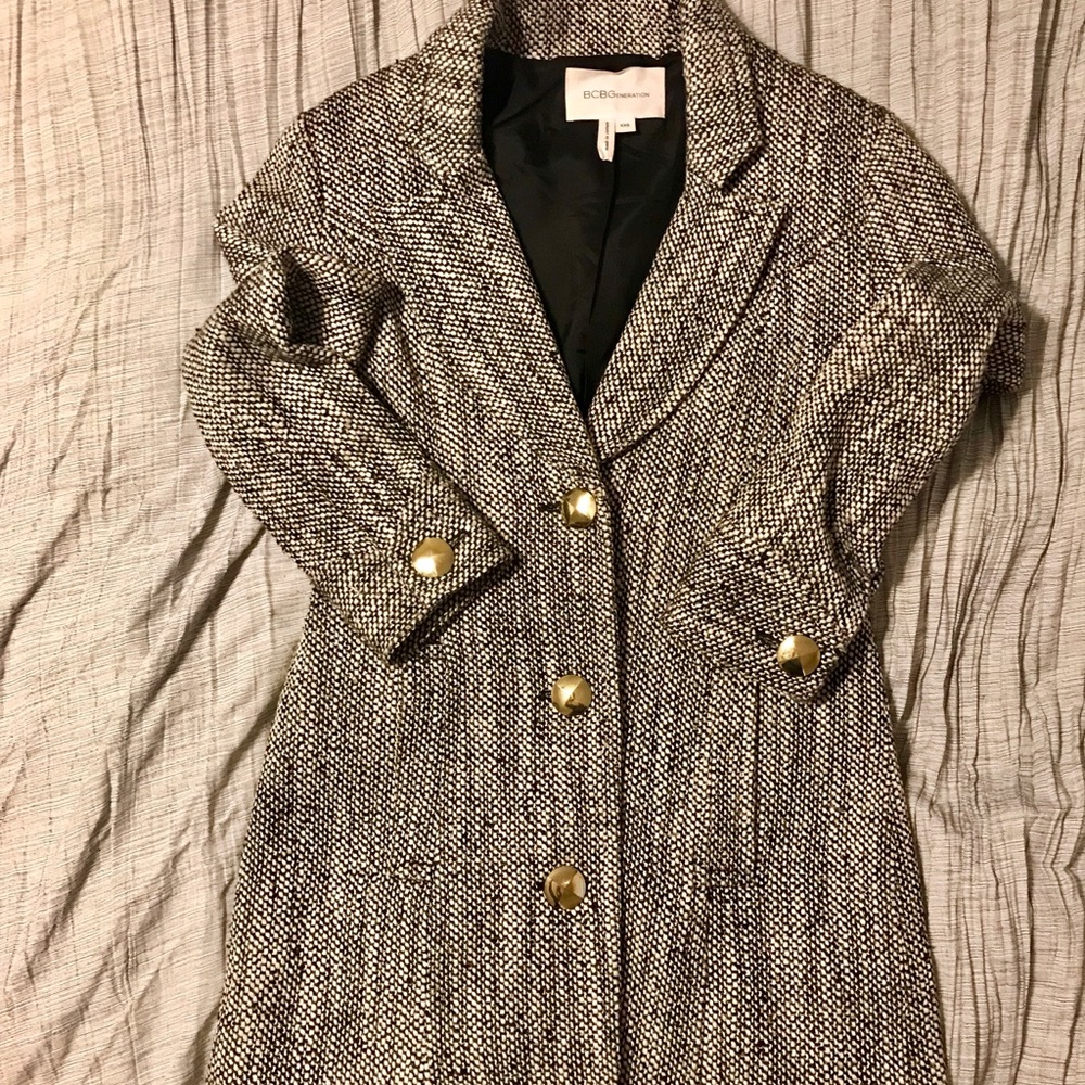 BCBGeneration Black & White Pea Coat - Size: XXS